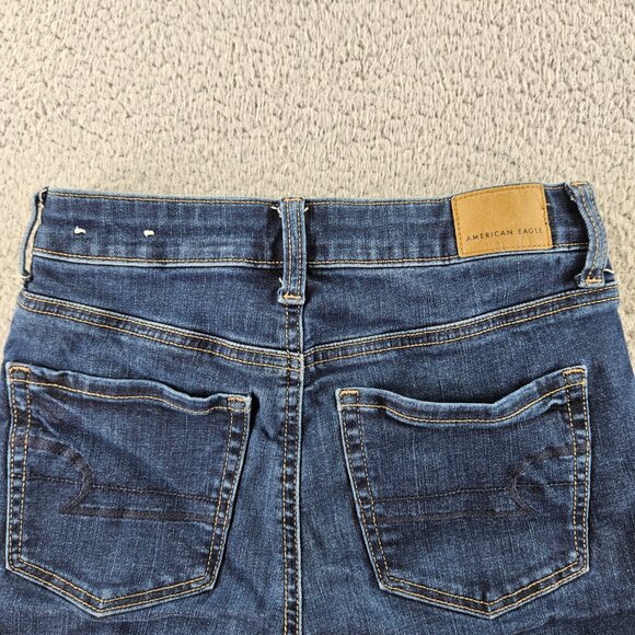 American Eagle Shorts Womens 2 Blue Denim Hi-Rise Shortie Next Level Stretch Raw - Picture 15 of 16